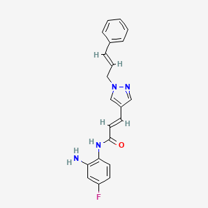 molecular formula C21H19FN4O B1193544 (E)-N-(2-amino-4-fluorophenyl)-3-(1-cinnamyl-1H-pyrazol-4-yl)acrylamide CAS No. 1357389-11-7