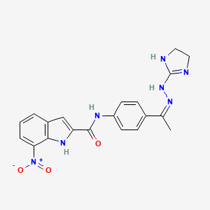 molecular formula C20H19N7O3 B11935597 N-[4-[(Z)-N-(4,5-dihydro-1H-imidazol-2-ylamino)-C-methylcarbonimidoyl]phenyl]-7-nitro-1H-indole-2-carboxamide 