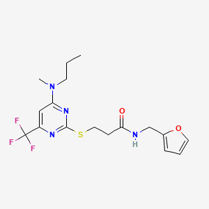 molecular formula C17H21F3N4O2S B1193563 N-(furan-2-ylmethyl)-3-[4-[methyl(propyl)amino]-6-(trifluoromethyl)pyrimidin-2-yl]sulfanylpropanamide 