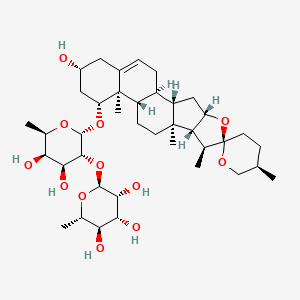 molecular formula C39H62O12 B11935671 (2S,3R,4R,5R,6S)-2-[(2S,3R,4S,5R,6R)-4,5-dihydroxy-2-[(1S,2S,4S,5'R,6R,7S,8R,9S,12S,13R,14R,16R)-16-hydroxy-5',7,9,13-tetramethylspiro[5-oxapentacyclo[10.8.0.02,9.04,8.013,18]icos-18-ene-6,2'-oxane]-14-yl]oxy-6-methyloxan-3-yl]oxy-6-methyloxane-3,4,5-triol 
