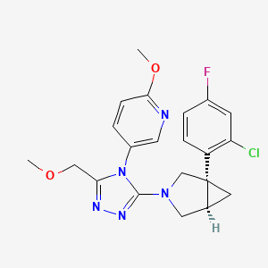 molecular formula C21H21ClFN5O2 B1193598 (1S,5R)-1-(2-chloro-4-fluorophenyl)-3-[5-(methoxymethyl)-4-(6-methoxypyridin-3-yl)-1,2,4-triazol-3-yl]-3-azabicyclo[3.1.0]hexane 