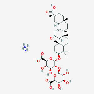 molecular formula C42H65NO16 B11935983 azanium;(2S,3S,4S,5R,6S)-6-[[(3S,6aR,6bS,8aS,11S,12aR,14aR,14bS)-11-carboxy-4,4,6a,6b,8a,11,14b-heptamethyl-14-oxo-2,3,4a,5,6,7,8,9,10,12,12a,14a-dodecahydro-1H-picen-3-yl]oxy]-5-[(2R,3R,4S,5S,6S)-6-carboxy-3,4,5-trihydroxyoxan-2-yl]oxy-3,4-dihydroxyoxane-2-carboxylate 