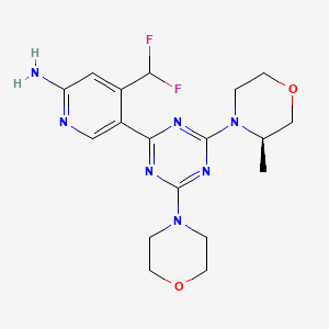 molecular formula C18H23F2N7O2 B11935992 4-(difluoromethyl)-5-[4-[(3R)-3-methylmorpholin-4-yl]-6-morpholin-4-yl-1,3,5-triazin-2-yl]pyridin-2-amine 