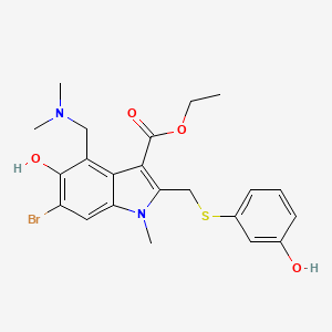 molecular formula C22H25BrN2O4S B11936032 ethyl 6-bromo-4-[(dimethylamino)methyl]-5-hydroxy-2-[(3-hydroxyphenyl)sulfanylmethyl]-1-methylindole-3-carboxylate 