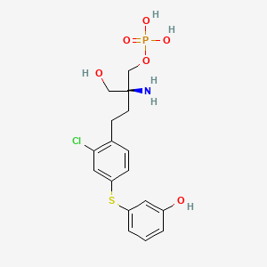 molecular formula C16H19ClNO6PS B1193607 [(2S)-2-amino-4-[2-chloro-4-(3-hydroxyphenyl)sulfanylphenyl]-2-(hydroxymethyl)butyl] dihydrogen phosphate 