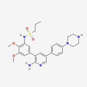 molecular formula C26H33N5O4S B11936457 N-(5-(2-Amino-5-(4-(piperazin-1-yl)phenyl)pyridin-3-yl)-2,3-dimethoxyphenyl)propane-1-sulfonamide 