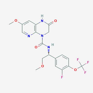 molecular formula C19H18F4N4O5 B11936475 N-((1R)-1-(3-fluoro-4-(trifluoromethoxy)phenyl)-2-methoxyethyl)-7-methoxy-2-oxo-2,3-dihydropyrido[2,3-b]pyrazine-4(1H)-carboxamide 