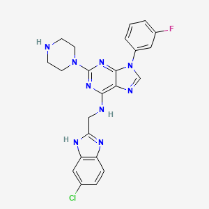 molecular formula C23H21ClFN9 B11936528 N-[(6-chloro-1H-benzimidazol-2-yl)methyl]-9-(3-fluorophenyl)-2-piperazin-1-ylpurin-6-amine 