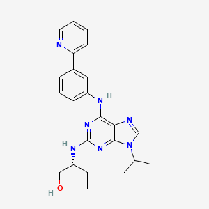 molecular formula C23H29Cl2N7O B1193660 (R)-2-((9-Isopropyl-6-((3-(pyridin-2-yl)phenyl)amino)-9H-purin-2-yl)amino)butan-1-ol CAS No. 1056016-06-8