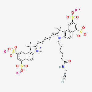 molecular formula C43H42K3N3O13S4 B1193669 Sulfo-Cyanine5.5 alkyne, Sulfo-Cyanine 5.5 alkyne, Sulfo-Cy5.5 alkyne, Sulfo-Cy 5.5 alkyne 