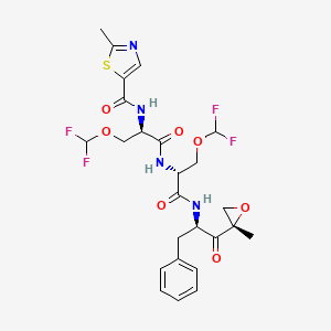 molecular formula C25H28F4N4O7S B11937067 N-[(2R)-3-(difluoromethoxy)-1-[[(2R)-3-(difluoromethoxy)-1-[[(2R)-1-[(2S)-2-methyloxiran-2-yl]-1-oxo-3-phenylpropan-2-yl]amino]-1-oxopropan-2-yl]amino]-1-oxopropan-2-yl]-2-methyl-1,3-thiazole-5-carboxamide 