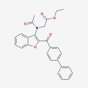 molecular formula C27H23NO5 B11937129 Ethyl (acetyl(2-((1,1'-biphenyl)-4-ylcarbonyl)-1-benzofuran-3-YL)amino)acetate CAS No. 882864-66-6