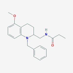 molecular formula C21H26N2O2 B1193719 N-(1-Benzyl-5-methoxy-1,2,3,4-tetrahydroquinoline-2-ylmethyl)propanamide 