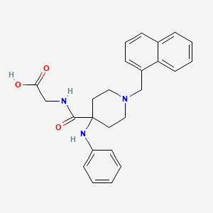 molecular formula C25H27N3O3 B1193721 N-[[1-(1-naphthalenylmethyl)-4-(phenylamino)-4-piperidinyl]carbonyl]-glycine CAS No. 2089227-65-4