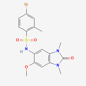 molecular formula C17H18BrN3O4S B1193737 4-Bromanyl-~{n}-(6-Methoxy-1,3-Dimethyl-2-Oxidanylidene-Benzimidazol-5-Yl)-2-Methyl-Benzenesulfonamide CAS No. 919973-83-4