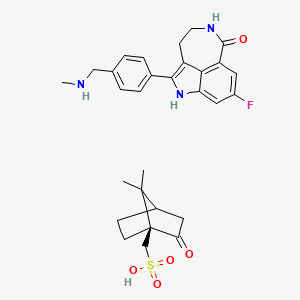 molecular formula C29H34FN3O5S B11937488 [(1S)-7,7-dimethyl-2-oxo-1-bicyclo[2.2.1]heptanyl]methanesulfonic acid;6-fluoro-2-[4-(methylaminomethyl)phenyl]-3,10-diazatricyclo[6.4.1.04,13]trideca-1,4,6,8(13)-tetraen-9-one 