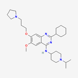 molecular formula C30H47N5O2 B1193757 2-Cyclohexyl-N-(1-isopropylpiperidin-4-yl)-6-methoxy-7-(3-(pyrrolidin-1-yl)propoxy)quinazolin-4-amine CAS No. 1255580-76-7