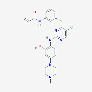 molecular formula C24H25ClN6O2S B1193793 N-[3-[5-chloro-2-[2-hydroxy-4-(4-methylpiperazin-1-yl)anilino]pyrimidin-4-yl]sulfanylphenyl]prop-2-enamide 