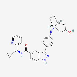 molecular formula C30H31N5O2 B11938118 N-[(S)-cyclopropyl(pyridin-2-yl)methyl]-3-[4-[(1R,5S)-3-hydroxy-8-azabicyclo[3.2.1]octan-8-yl]phenyl]-1H-indazole-5-carboxamide 