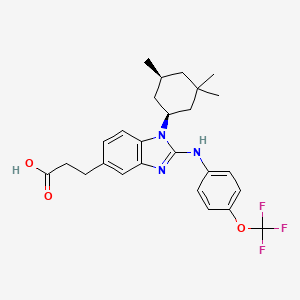molecular formula C26H30F3N3O3 B11938152 (�) 3-(2-{[4-(trifluoromethoxy)phenyl]amino}-1-[(cis)-3,3,5-trimethylcyclohexyl]-1H-benzimidazol-5-yl)propanoic acid 