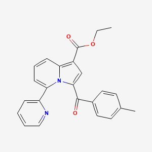 molecular formula C24H20N2O3 B11938295 Ethyl 3-(4-methylbenzoyl)-5-(2-pyridinyl)-1-indolizinecarboxylate CAS No. 853318-53-3