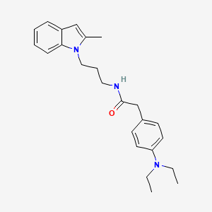 molecular formula C24H31N3O B1193841 2-[4-(diethylamino)phenyl]-N-[3-(2-methyl-1H-indol-1-yl)propyl]acetamide 