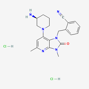 molecular formula C21H26Cl2N6O B11938526 2-[[7-[(3S)-3-aminopiperidin-1-yl]-3,5-dimethyl-2-oxoimidazo[4,5-b]pyridin-1-yl]methyl]benzonitrile;dihydrochloride 