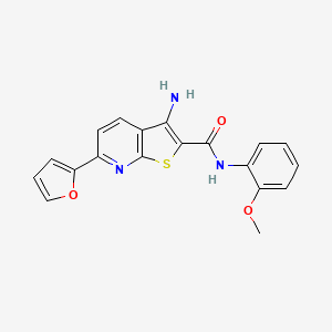 molecular formula C19H15N3O3S B11938537 3-amino-6-(furan-2-yl)-N-(2-methoxyphenyl)thieno[2,3-b]pyridine-2-carboxamide 
