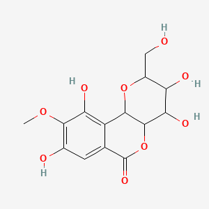 molecular formula C14H16O9 B1193909 3,4,8,10-tetrahydroxy-2-(hydroxymethyl)-9-methoxy-3,4,4a,10b-tetrahydro-2H-pyrano[3,2-c]isochromen-6-one 