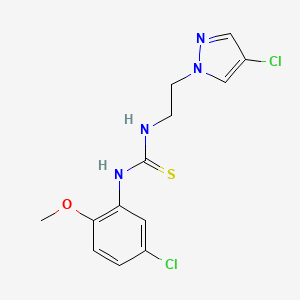 molecular formula C13H14Cl2N4OS B1193928 1-(5-Chloro-2-methoxyphenyl)-3-[2-(4-chloro-1-pyrazolyl)ethyl]thiourea 