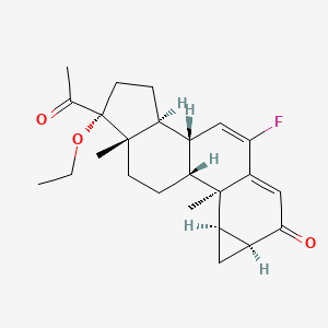 molecular formula C24H31FO3 B1193972 17-Ethoxy-6-fluoro-1alpha,2alpha-dihydro-3'H-cyclopropan-(1,2)-9beta,10alpha-pregna-1,4,6-triene-3,20-dione CAS No. 67580-43-2