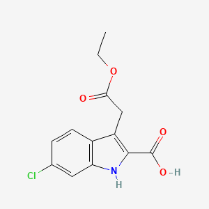 molecular formula C13H12ClNO4 B1193988 6-Chloro-3-(2-ethoxy-2-oxoethyl)-1h-indole-2-carboxylic acid CAS No. 132623-16-6