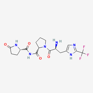 molecular formula C17H21F3N6O4 B1193989 Thyrotropin-releasing hormone, 2-fluoromethylimidazole- CAS No. 92484-23-6