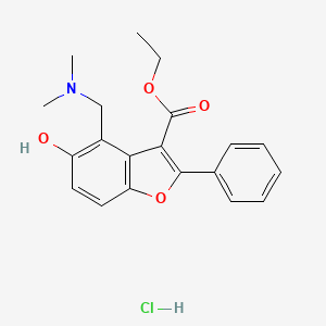 molecular formula C20H22ClNO4 B1194003 Ethyl 4-[(dimethylamino)methyl]-5-hydroxy-2-phenyl-1-benzofuran-3-carboxylate hydrochloride CAS No. 51771-50-7