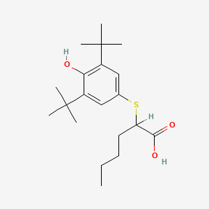 molecular formula C20H32O3S B1194005 2-(3,5-ditert-butyl-4-hydroxyphenyl)sulfanylhexanoic acid CAS No. 53602-61-2