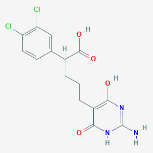 molecular formula C15H15Cl2N3O4 B11940165 5-(2-Amino-4,6-dihydroxypyrimidin-5-yl)-2-(3,4-dichlorophenyl)pentanoic acid CAS No. 79333-36-1