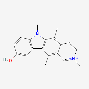 molecular formula C19H19N2O+ B1194022 9-Hydroxy-2,5,6,11-tetramethylpyrido(4,3-b)carbazolium chloride CAS No. 69467-90-9