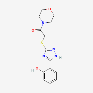 molecular formula C14H16N4O3S B1194058 6-[5-[[2-(4-吗啉基)-2-氧代乙基]硫]-1,2-二氢-1,2,4-三唑-3-亚基]-1-环己xa-2,4-二烯酮 