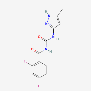 molecular formula C12H10F2N4O2 B1194068 2,4-difluoro-N-[[(5-methyl-1H-pyrazol-3-yl)amino]-oxomethyl]benzamide 
