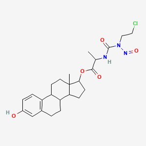 molecular formula C24H32ClN3O5 B1194101 (3-Hydroxy-13-methyl-6,7,8,9,11,12,14,15,16,17-decahydrocyclopenta[a]phenanthren-17-yl) 2-[[2-chloroethyl(nitroso)carbamoyl]amino]propanoate CAS No. 93398-55-1