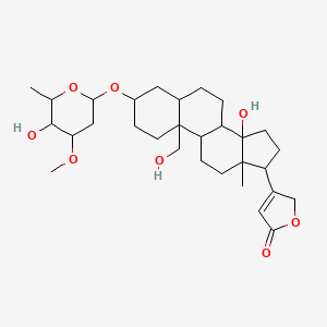 molecular formula C30H46O8 B1194143 3-[(2,6-Dideoxy-3-o-methylhexopyranosyl)oxy]-14,19-dihydroxycard-20(22)-enolide 
