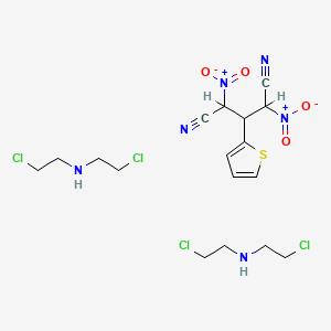 molecular formula C17H24Cl4N6O4S B1194144 Pentanedinitrile, 2,4-dinitro-3-(2-thienyl)-, compd. with 2-chloro-N-(2-chloroethyl)ethanamine (1:2) CAS No. 84344-32-1