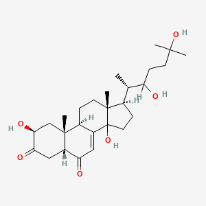 molecular formula C27H42O6 B1194155 (2S,5R,9R,10R,13R,17R)-17-[(2S)-3,6-dihydroxy-6-methylheptan-2-yl]-2,14-dihydroxy-10,13-dimethyl-1,2,4,5,9,11,12,15,16,17-decahydrocyclopenta[a]phenanthrene-3,6-dione CAS No. 39750-00-0
