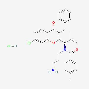 molecular formula C31H34Cl2N2O3 B11941631 N-(3-aminopropyl)-N-[(1S)-1-(3-benzyl-7-chloro-4-oxochromen-2-yl)-2-methylpropyl]-4-methylbenzamide;hydrochloride 