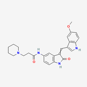 molecular formula C26H28N4O3 B11941762 N-[3-[(5-methoxy-1H-indol-3-yl)methylidene]-2-oxo-1H-indol-5-yl]-3-piperidin-1-ylpropanamide 