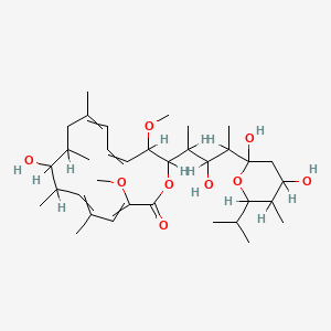 molecular formula C35H58O9 B1194183 16-[4-(2,4-二羟基-5-甲基-6-丙烷-2-基氧杂环-2-基)-3-羟基戊烷-2-基]-8-羟基-3,15-二甲氧基-5,7,9,11-四甲基-1-氧杂环十六烷-3,5,11,13-四烯-2-酮 