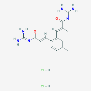 molecular formula C17H24Cl2N6O2 B11941840 3-(2-(3-guanidino-2-methyl-3-oxo-propenyl)-5-methylphenyl)-N-isopropylidene-2-methyl-acrylamide dihydrochloride CAS No. 215183-03-2