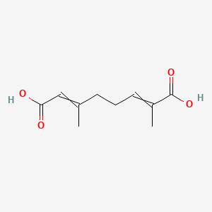 molecular formula C10H14O4 B1194204 3,7-Dimethyl-2,6-octadienedioic acid 