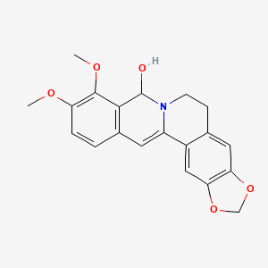 molecular formula C20H19NO5 B1194206 9,10-Dimethoxy-2,3-(methylenedioxy)-13,13a-didehydro-8-berbinol CAS No. 10134-52-8