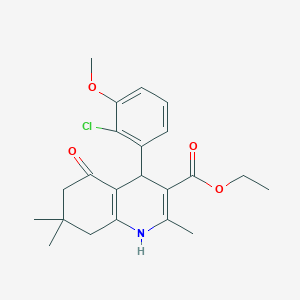 molecular formula C22H26ClNO4 B11942234 Ethyl 4-(2-chloro-3-methoxyphenyl)-2,7,7-trimethyl-5-oxo-1,4,5,6,7,8-hexahydroquinoline-3-carboxylate CAS No. 853328-44-6
